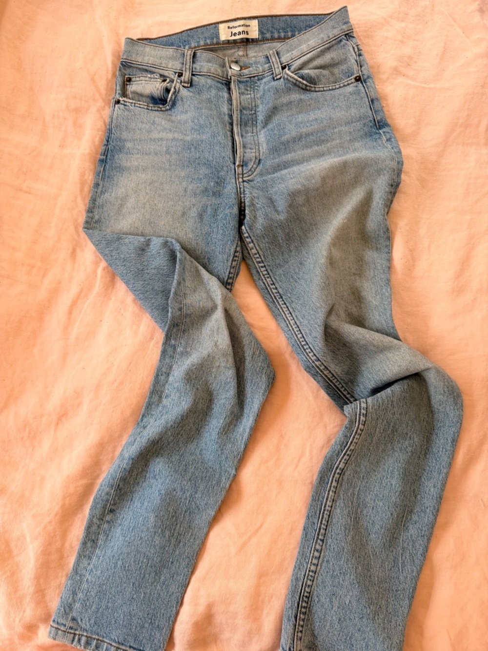 Reformation Light Blue High-Rise Straight Jeans